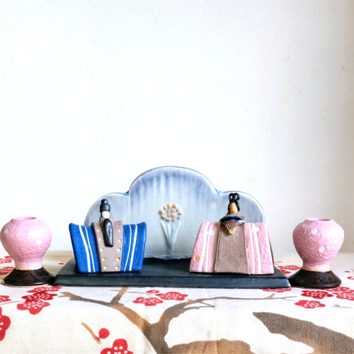 ひなまつり2026】 陶器の雛人形 「桃里」 桃色ぼんぼり1対と台座