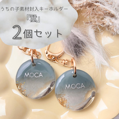 2個セット】うちの子素材封入キーホルダー『雲』 その他アクセサリー