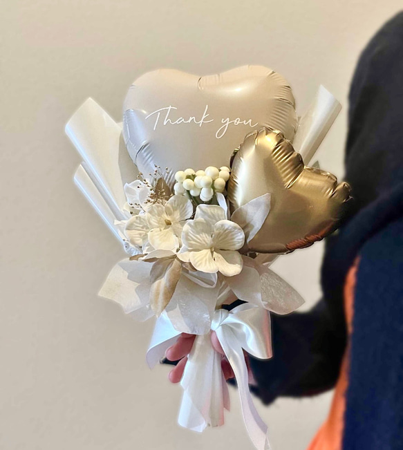 送料無料【エレガンス♡バルーンブーケ】|手持ちバルーン　花束　結婚式　謝恩会　卒業　卒園　お祝い　 3枚目の画像
