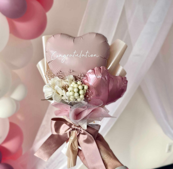 送料無料【エレガンス♡バルーンブーケ】|手持ちバルーン　花束　結婚式　謝恩会　卒業　卒園　お祝い　 5枚目の画像