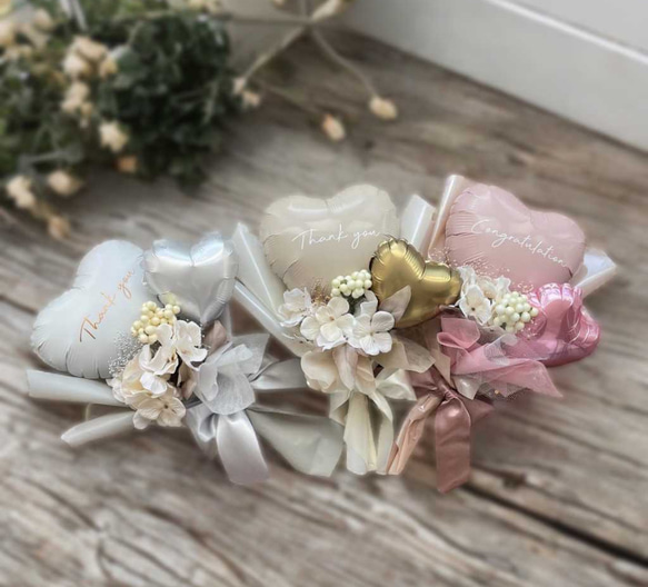送料無料【エレガンス♡バルーンブーケ】|手持ちバルーン　花束　結婚式　謝恩会　卒業　卒園　お祝い　 2枚目の画像