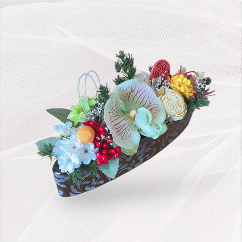 胡蝶蘭アレンジ お正月アレンジ 玄関飾り プリザーブドフラワーと