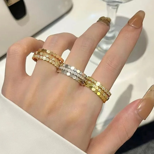 蜂の巣 重ね付け キラキラ リング 指輪・リング lasena's shop 通販