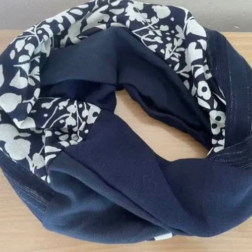 綿100%ネイビー&花柄スペシャル国内ハンドメイド手作りネック  