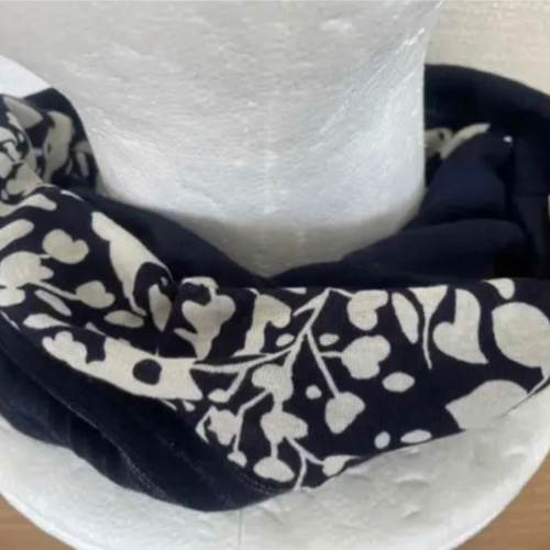 綿100%ネイビー&花柄スペシャル国内ハンドメイド手作りネック  