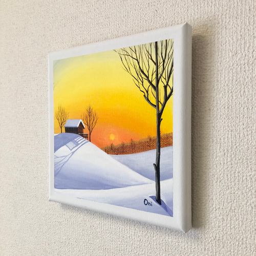 穏やかな冬の朝」アクリル画 原画 キャンバス SSMサイズ 風景画 絵画