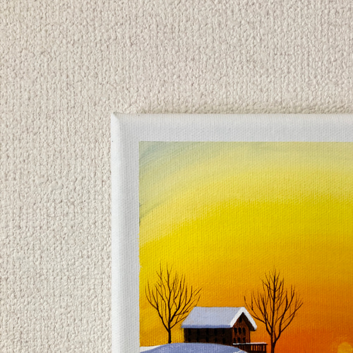 穏やかな冬の朝」アクリル画 原画 キャンバス SSMサイズ 風景画 絵画