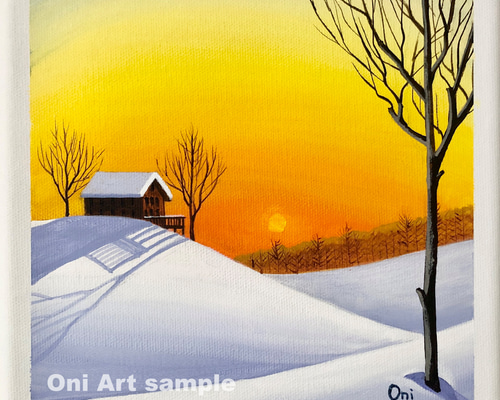 処分価格！　いざなう天使の森　アクリル画 30センチ四方　キャンバス 穏やかな冬の朝」アクリル画 原画 キャンバス SSMサイズ 風景画 絵画