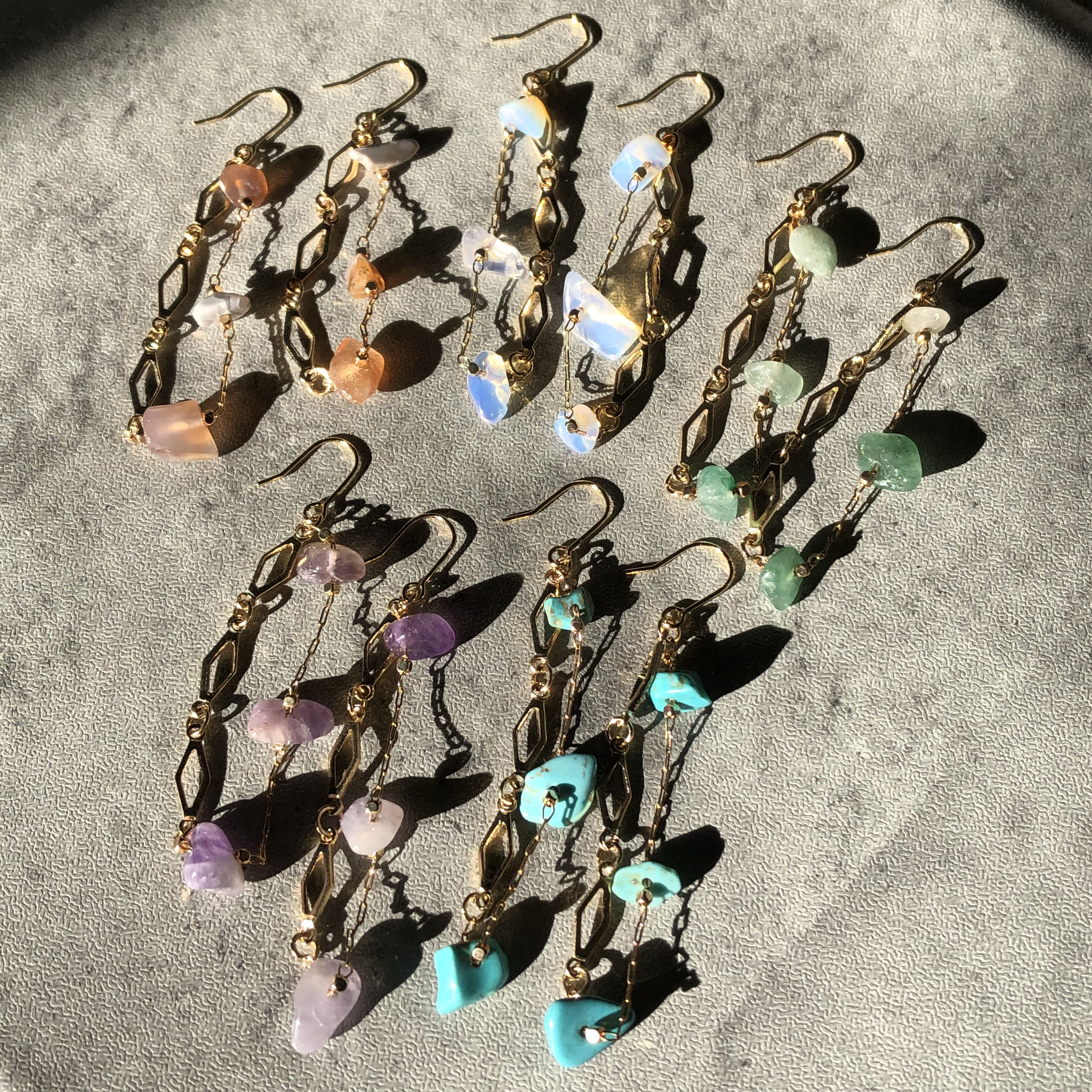 ハンドメイド天然石ピアス3点セット　美品✨作家 紗月工房ハンドメイド天然石ピアス3点セット | 京都府長岡京市