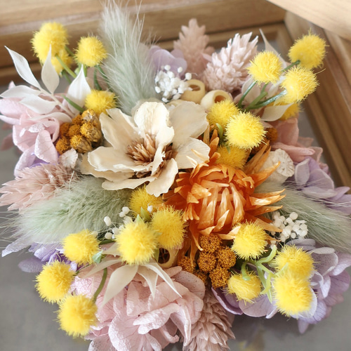 贈呈品・結婚祝い・開店祝い・各種ギフト│木製ガラスフレーム×ミモザ