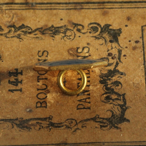 ボタン 縦横12x13mm エナメル 縦長 横長 八角形 真鍮 メタル ブルー