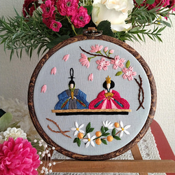 受注生産】ひな祭り刺繡フレーム 桃の節句 その他インテリア雑貨