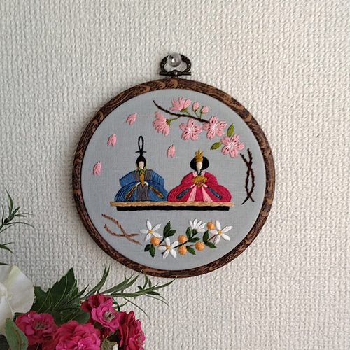 受注生産】ひな祭り刺繡フレーム 桃の節句 その他インテリア雑貨