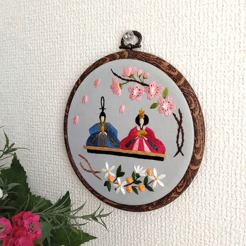 受注生産】ひな祭り刺繡フレーム 桃の節句 その他インテリア雑貨