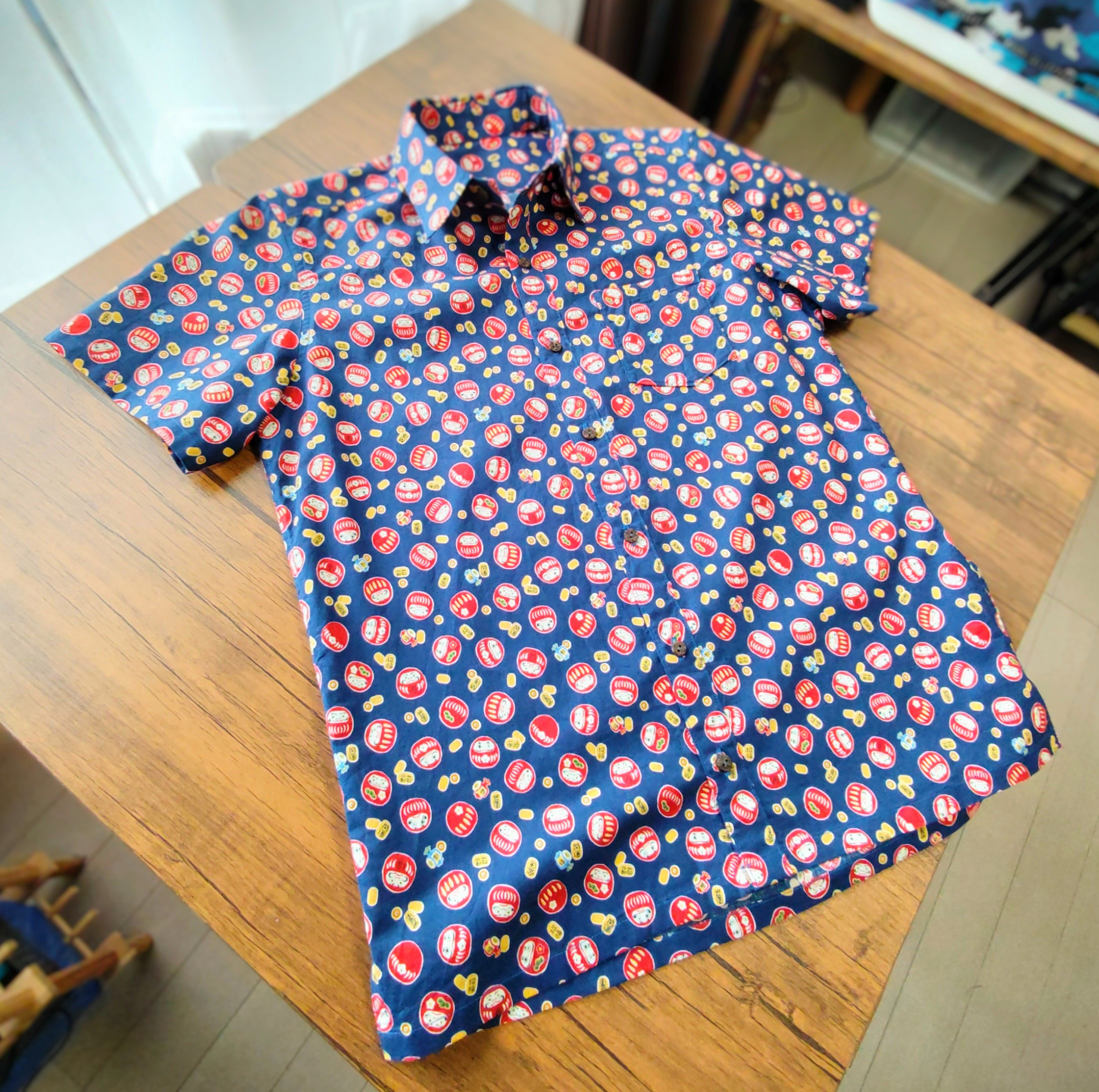 だるま シャツ （和柄 日本柄）　Мサイズ  【ワケあり品】