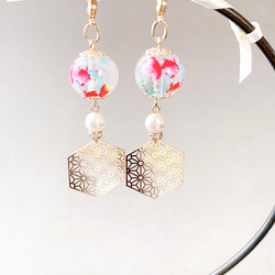 ✴︎金魚✴︎ 和風ピアスみたいなマスクチャーム【Hijiri】和柄　和装　パール 7枚目の画像