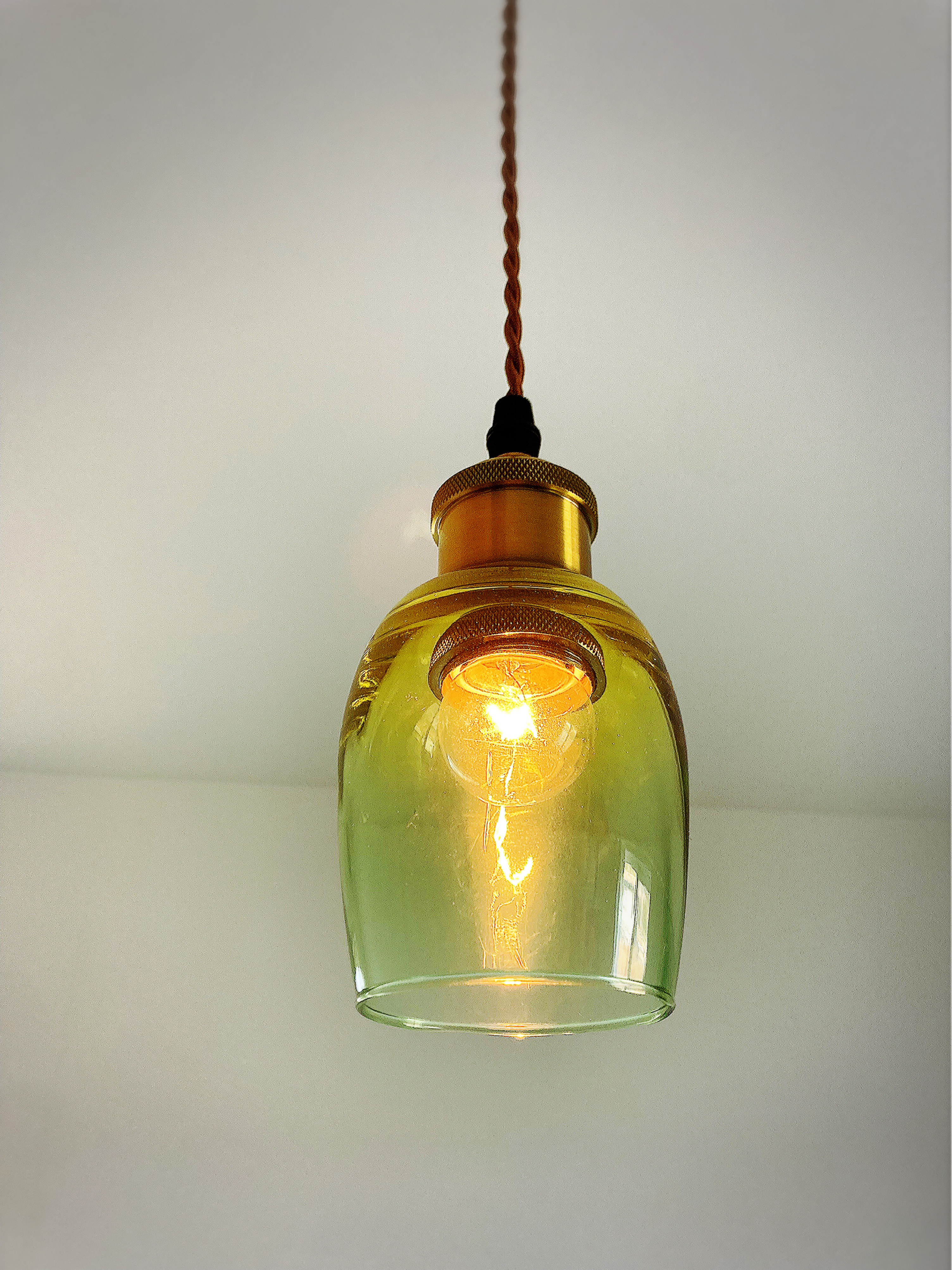 ヴィンテージ 5灯 シーリングライト 緑色ガラス グリーンのペンダントライト Shoemaker pendants オパールガラス