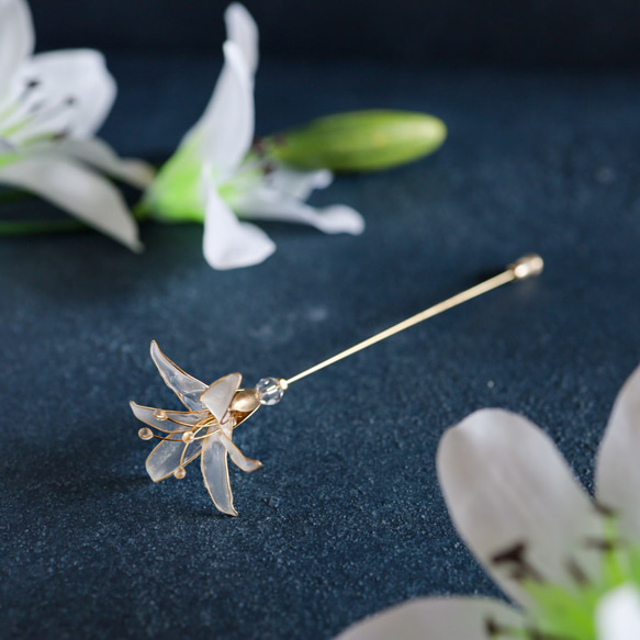 卡薩布蘭卡（百合）胸針帽子別針翻領別針偷別針 第1張的照片