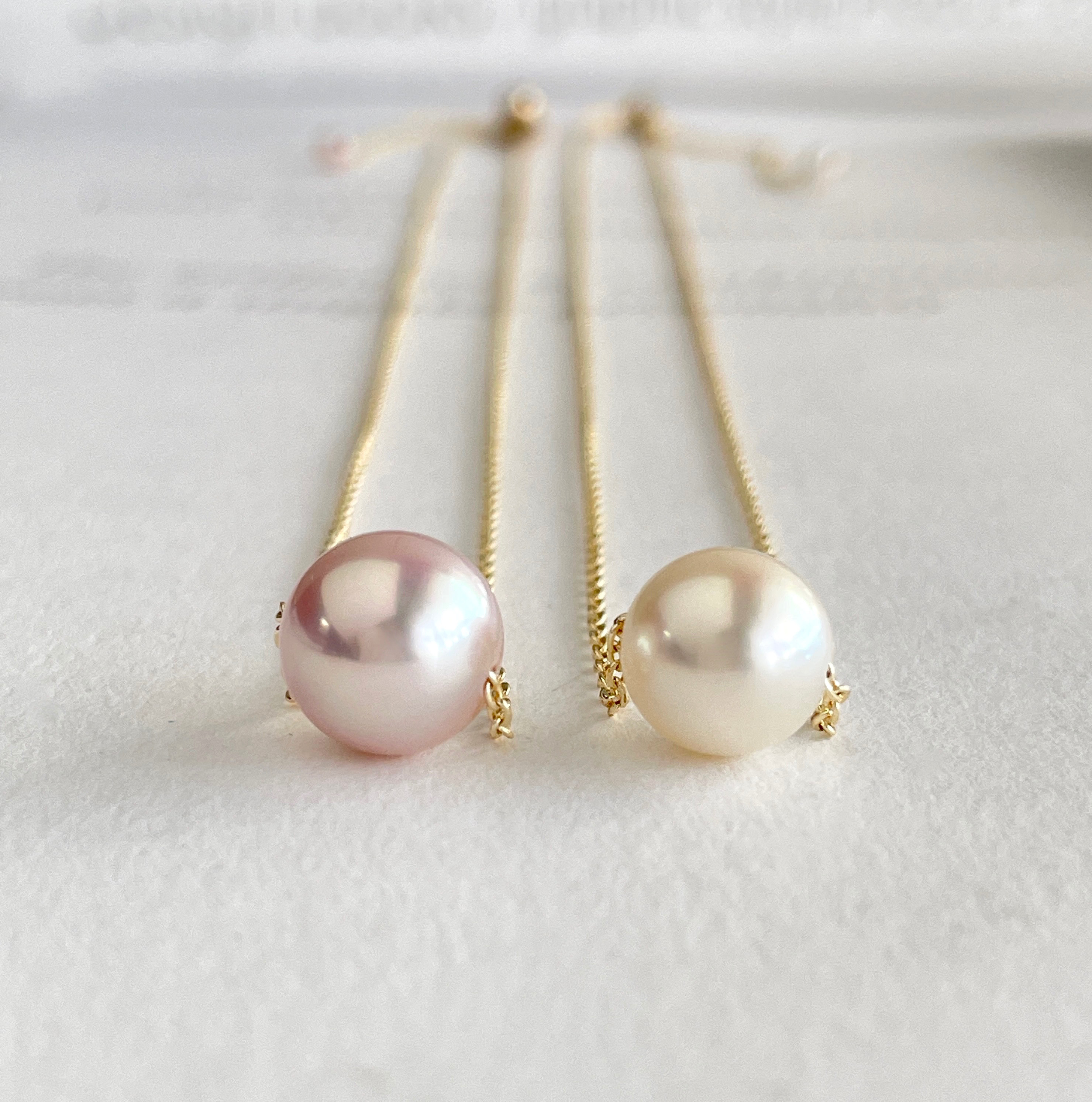 アコヤパールのスルーペンダント 　ピンク ホワイト　あこや真珠