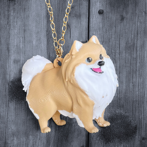 ポメラニアン リアル3Dフィギュア バッグチャーム バッグチャーム 樹脂
