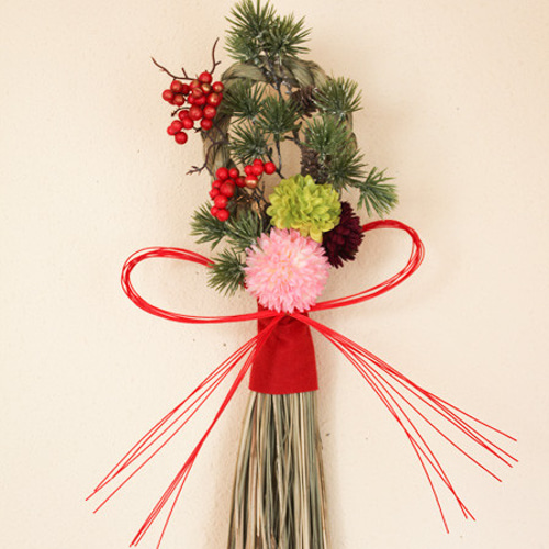 万葉松とピンポンマムの小さ目しめ縄飾＊＊ しめ縄・しめ飾り Grandma