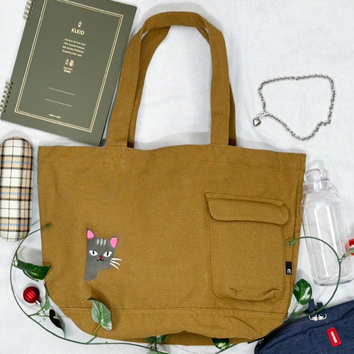 笑*猫様 ダークグリーン/ブラウン トートバッグ トートバッグ グレイ／グリーン – 鎌倉ねこサロン オンラインストア