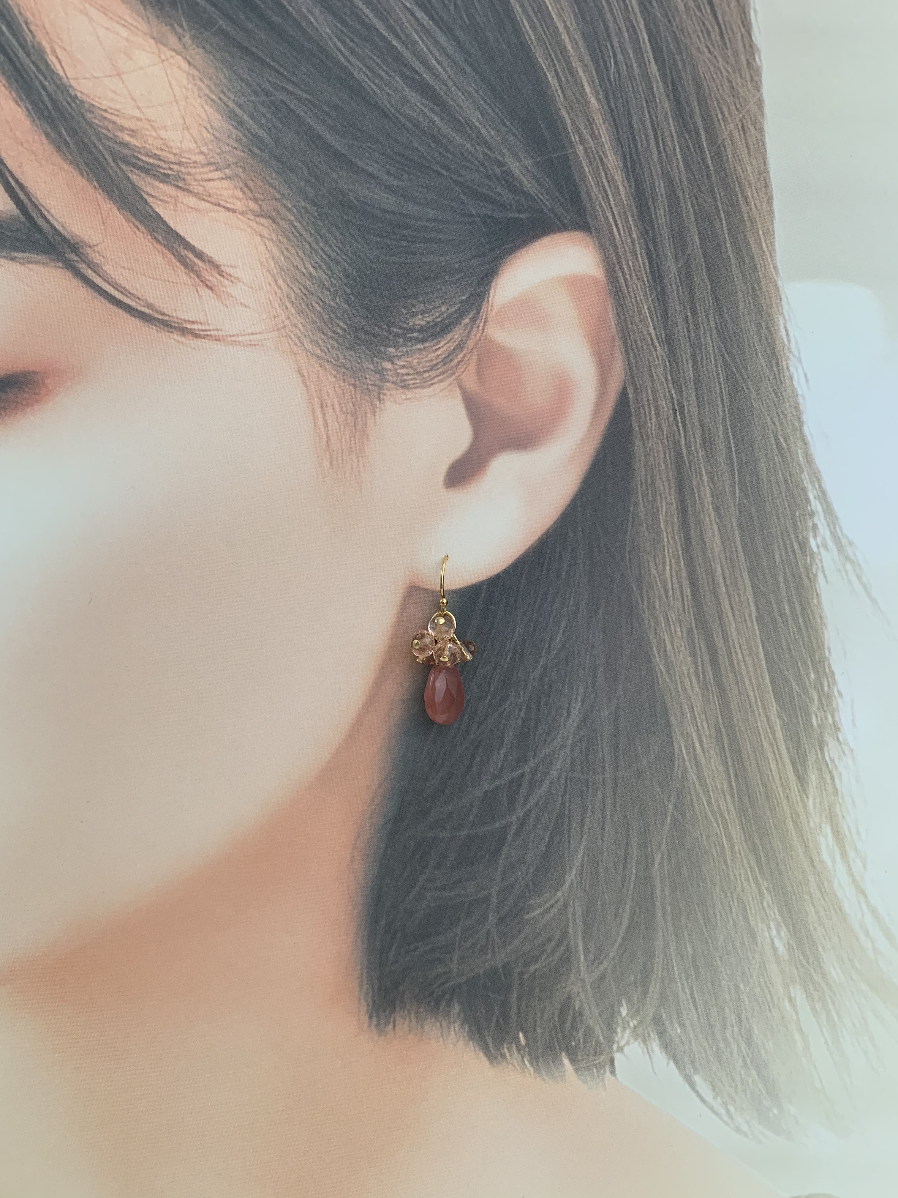 【上質】インカローズのピアス K14GF使用 ゴールド 金 サーモンピンク