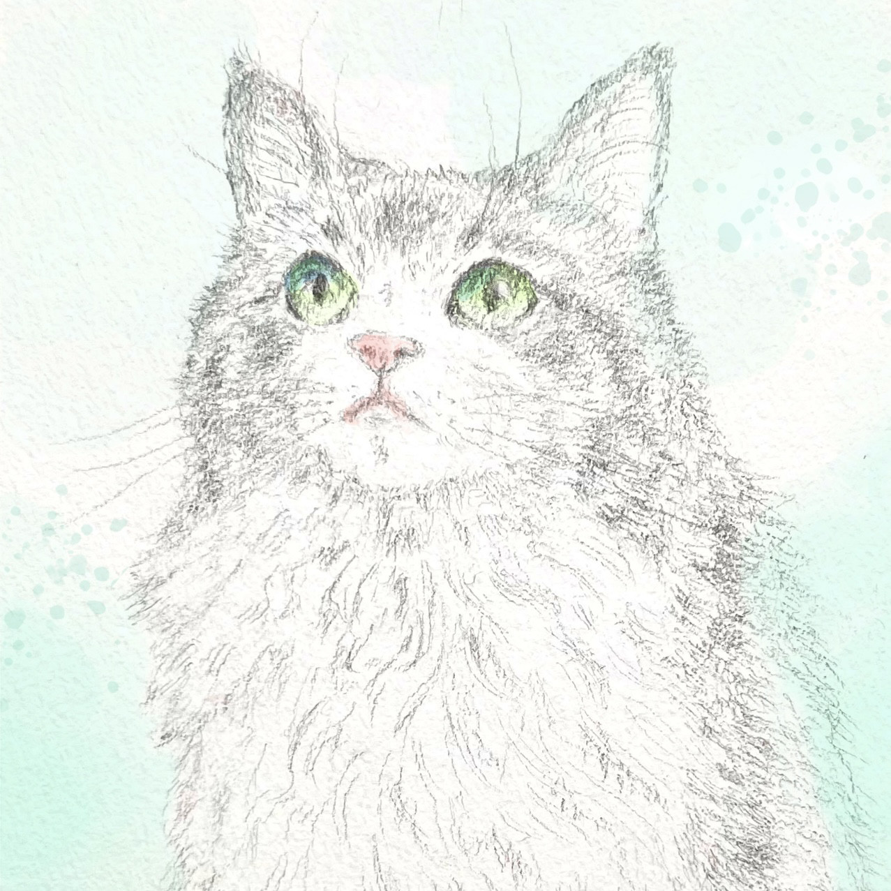 可愛い猫 肉筆画手書き20号
