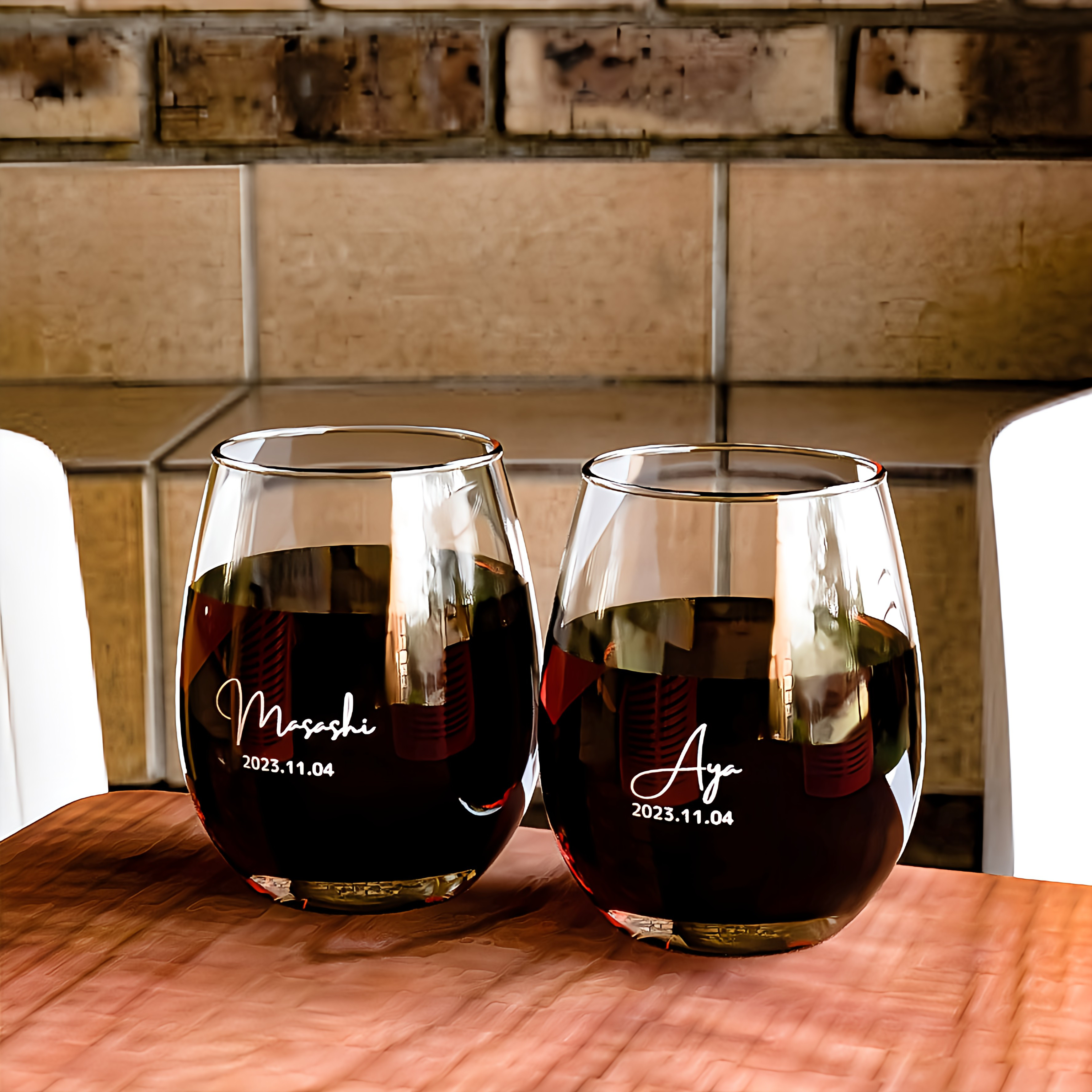 名入れ+日付入れグラス　ペア　タンブラー