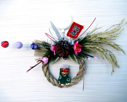 獅子頭のお正月リース飾り 小25-2 しめ縄・しめ飾り kisetukazari2