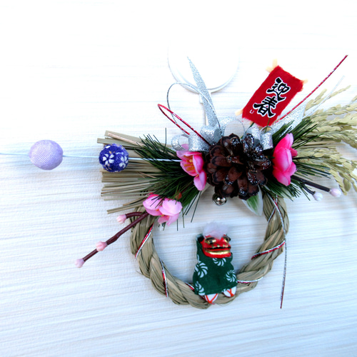 獅子頭のお正月リース飾り 小25-2 しめ縄・しめ飾り kisetukazari2