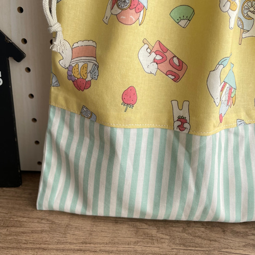 しょーコロ様確認用巾着袋50×50 持ち手掛けループ名入れ大きい
