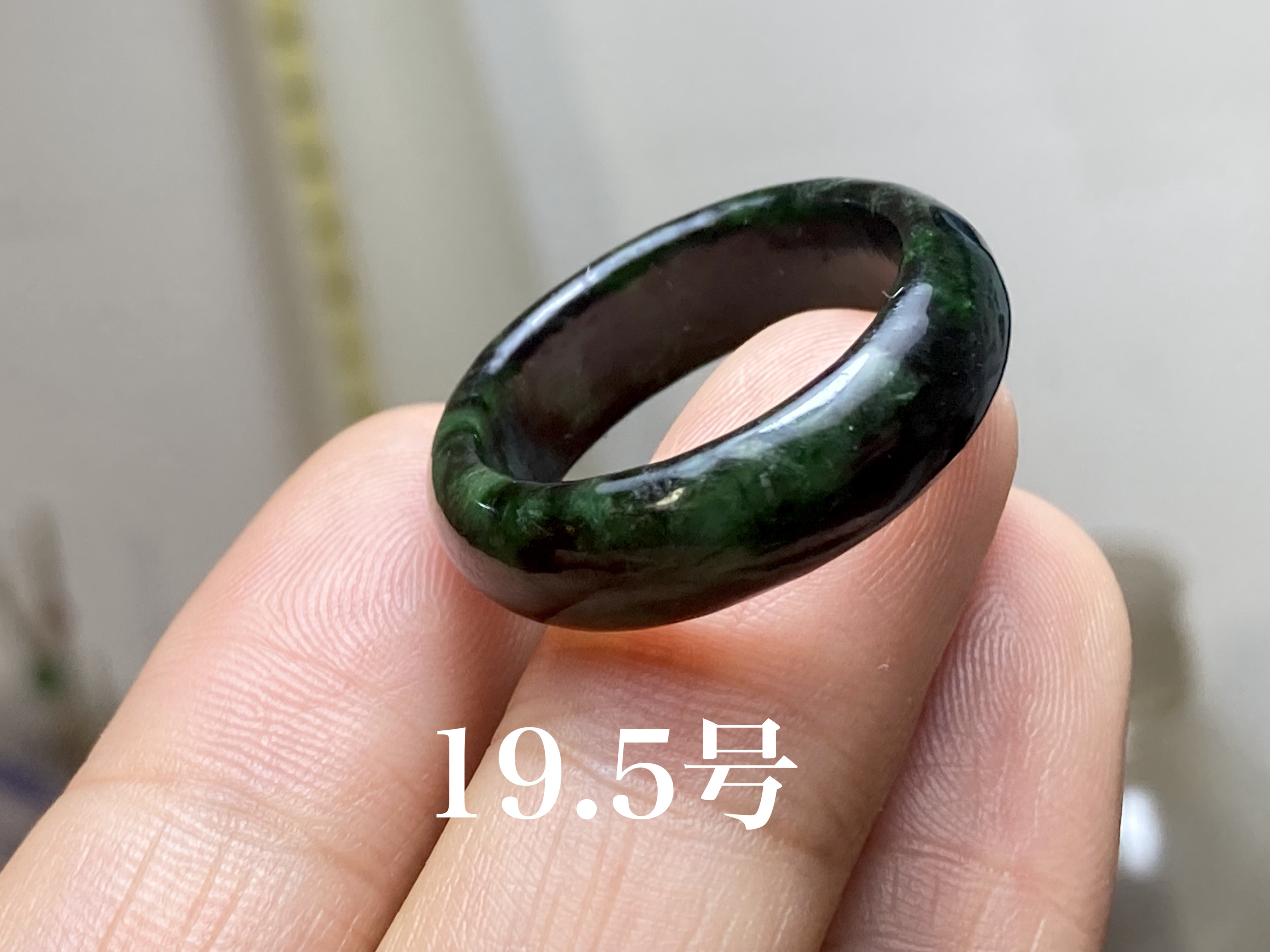 経典 L10-38 本翡翠 A貨 ミャンマー産天然 19.5号 黒緑 一点物 アクセサリー