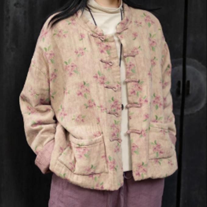 おしゃれ 花柄のゆったり とした 保温 コート 11,248円