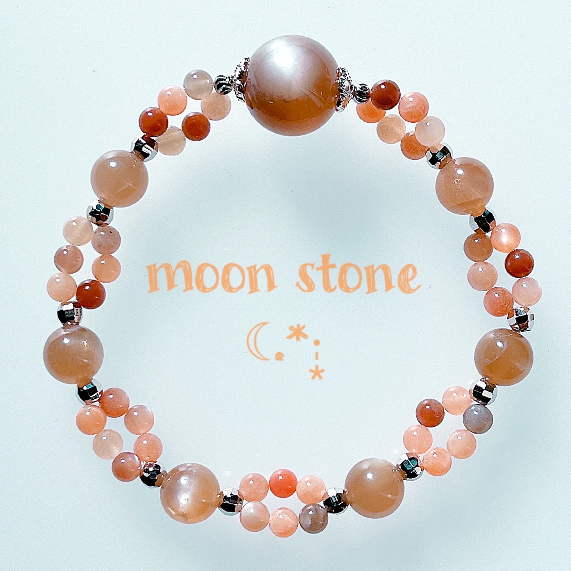 【ムーンストーン】ムーンストーンブレスレット オレンジムーンストーン