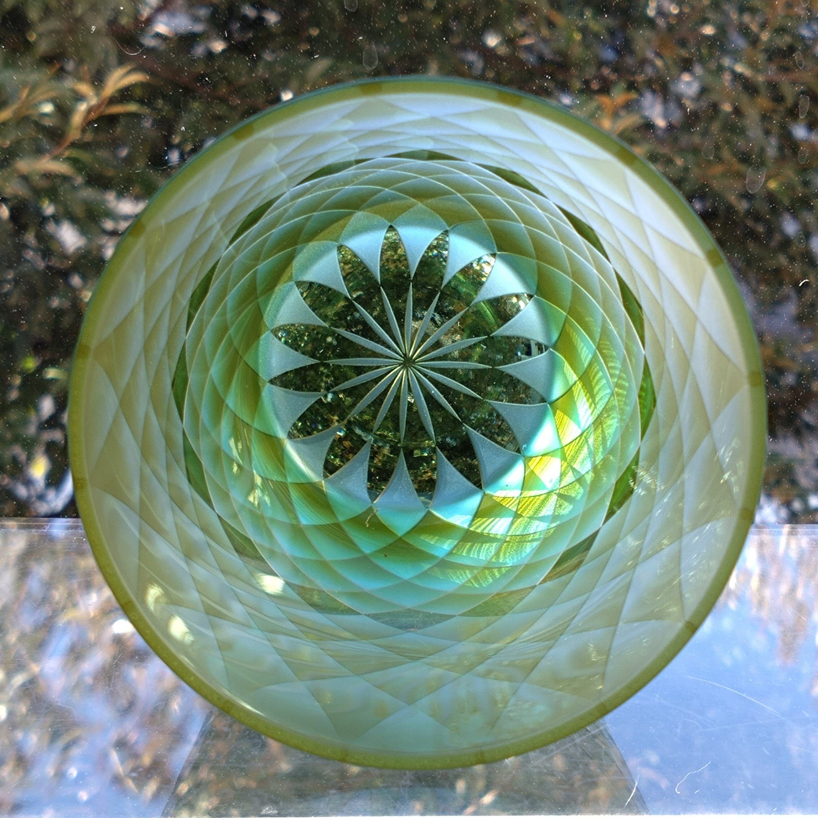 「菱霞　光」イエロー･ブルー　ロックグラス　サンドブラスト