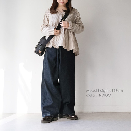 10ozデニム タックワイドパンツ vent blanc VBP251310 ⭐20％OFF⭐10ozデニム タックワイドパンツ vent blanc