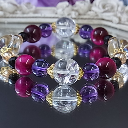 ごんまる様♥️2本♡シトリン大玉虹入り＆チェロアイト・アメジスト天然石ブレスレット ごんまる様♥️2本♡シトリン大玉虹入り＆チェロアイト・アメジスト天然石