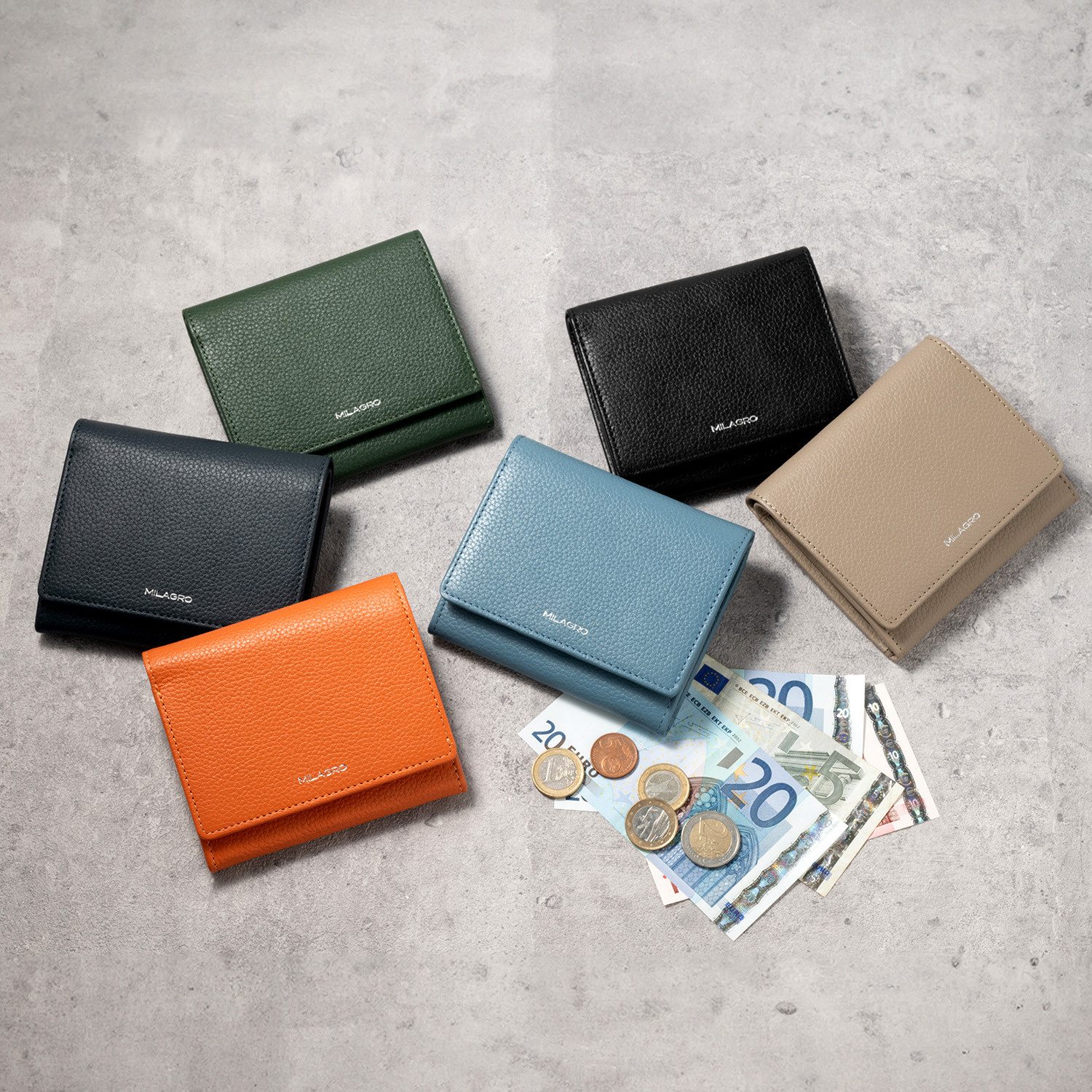 ミラグロ シュリンクレザー・ギャルソン二つ折り財布 コンパクト 牛革 男女兼用 MILAGRO [SL-SH-1337]