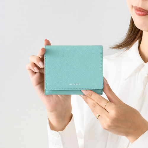 ミラグロ シュリンクレザー・ギャルソン二つ折り財布 コンパクト 牛革