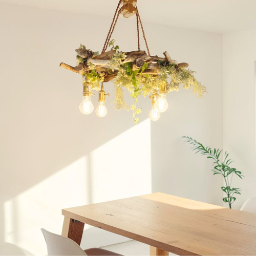 流木のペンダントライト4灯 RIN 受注生産品 LED電球セット ｜天井照明