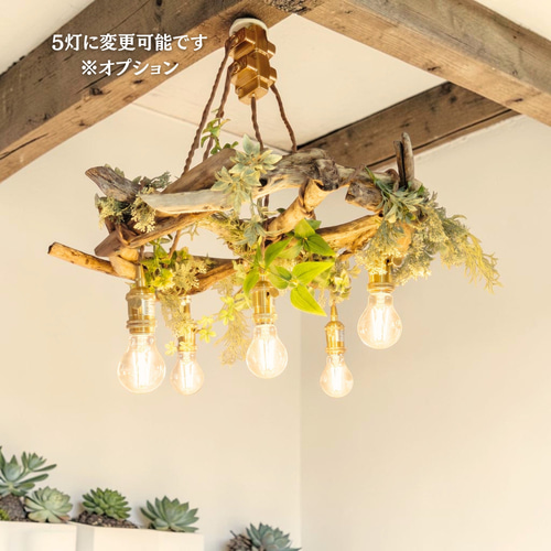 流木のペンダントライト4灯 RIN 受注生産品 LED電球セット ｜天井照明