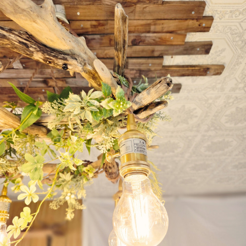 流木のペンダントライト4灯 RIN 受注生産品 LED電球セット ｜天井照明