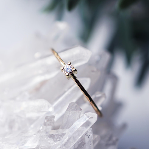 K18ダイヤモンド2mmブリリアントカット爪留めリング ～Ethel 指輪