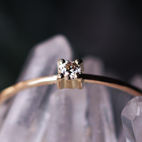 K18ダイヤモンド2mmブリリアントカット爪留めリング ～Ethel 指輪