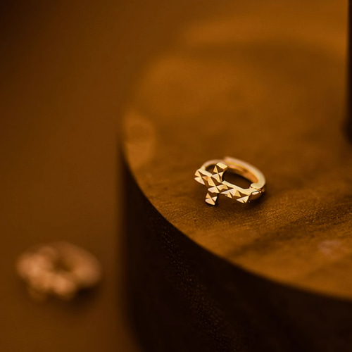 10K（片耳）K10YG中折れクロスフープピアス K10ゴールドイヤーカフ2