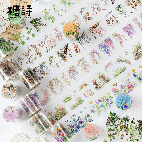 ロールシール 山の野の花の枝シリーズ 6種類各2m コラージュ 素材