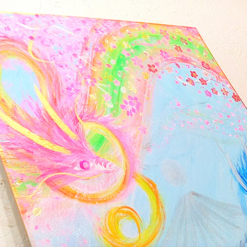 風水絵画⭐︎ストロベリームーン金波動龍 雲海桃富士木花咲耶姫 特大色紙 ⭐️🐉もうすぐ始まります🐰⭐️ 《 堤あすか 絵画展 》縁起絵巻