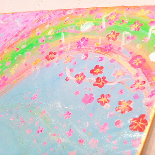 風水幸せ絵画＊吉祥 空海 春色花咲メロディ〜花龍海龍〜富士山