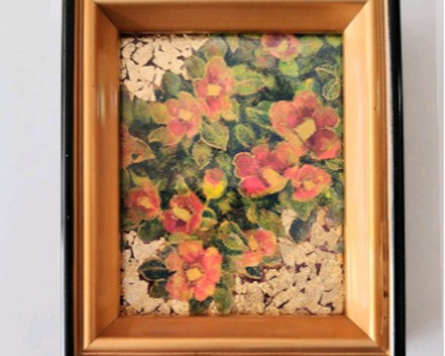 額付き原画)冬椿 赤 アート 金箔 レトロ 日本画 絵画 彩月りお 通販